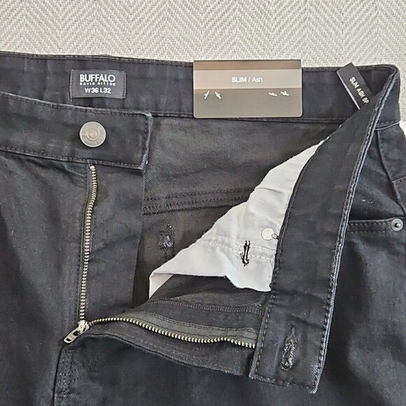 Buffalo David Bitton Ash Jeans Men's Size W34 L32 Black Slim Fit NWT Classic - Picture 12 of 15